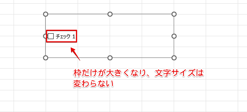 チェックボックスの枠だけが大きくなって文字サイズは変わらない