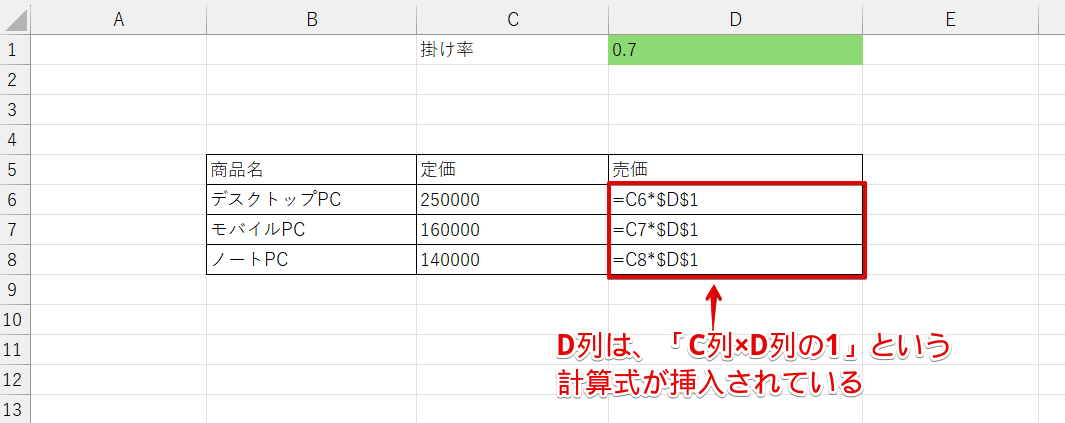 ずらしたくないセルが含まれている