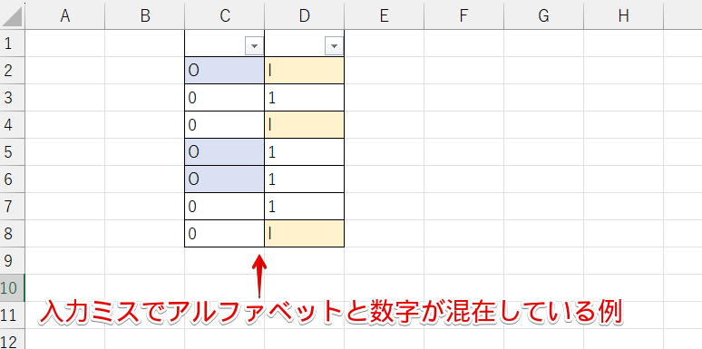 アルファベットと数字が混在している例
