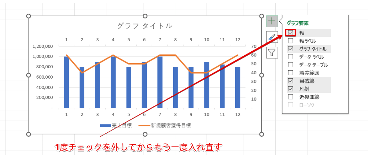 1度チェック外してから入れ直す