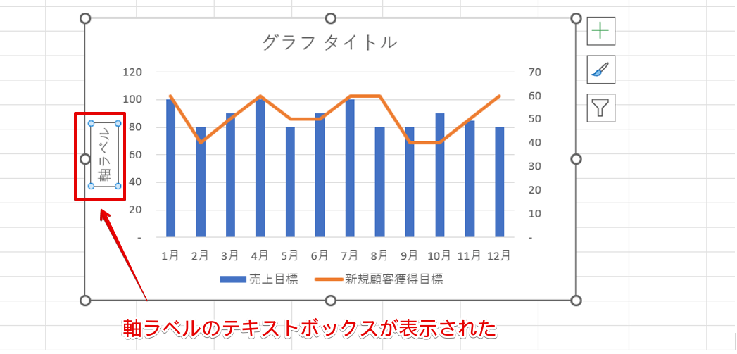 「軸ラベル」が表示された