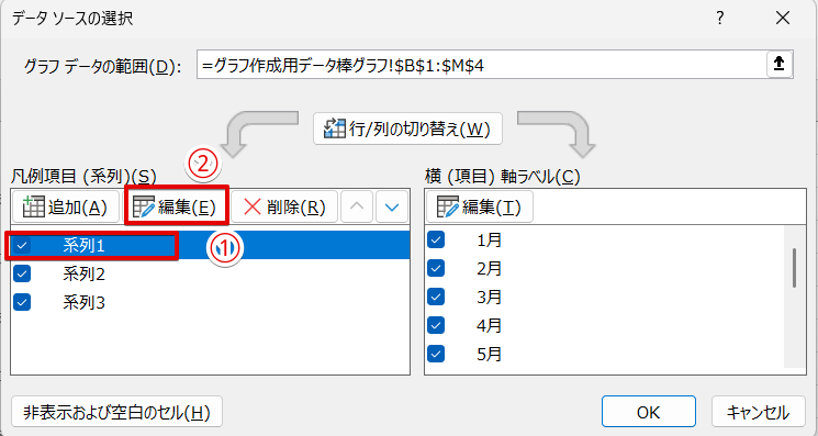 「編集」を押す
