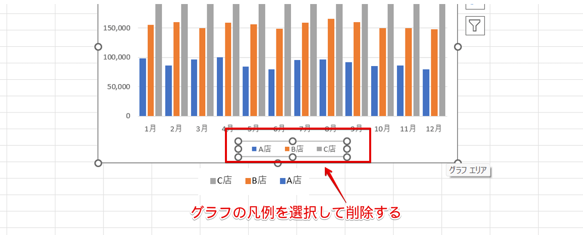 グラフ内の「凡例」を削除