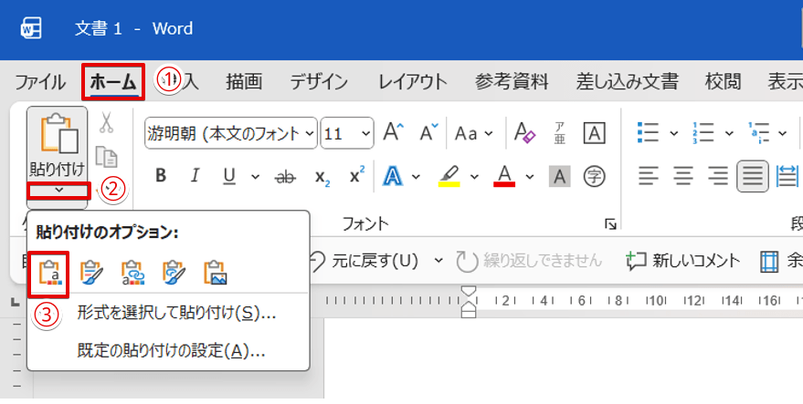 「貼り付け先のテーマを利用しブックに埋め込む」のアイコン