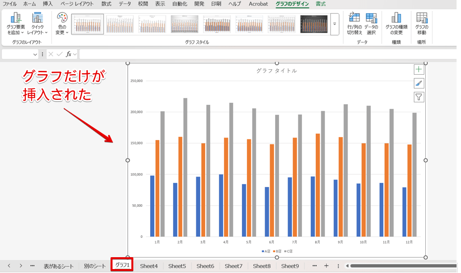 グラフシートが作成された