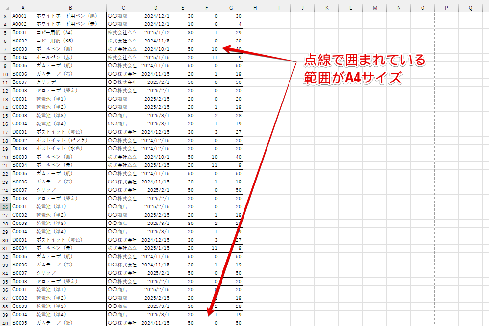 点線が表示された