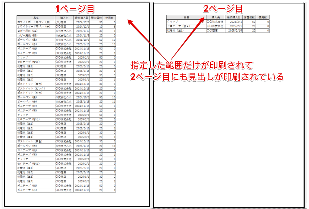 不要な範囲が除外されて、すべてのページに見出しが表示された