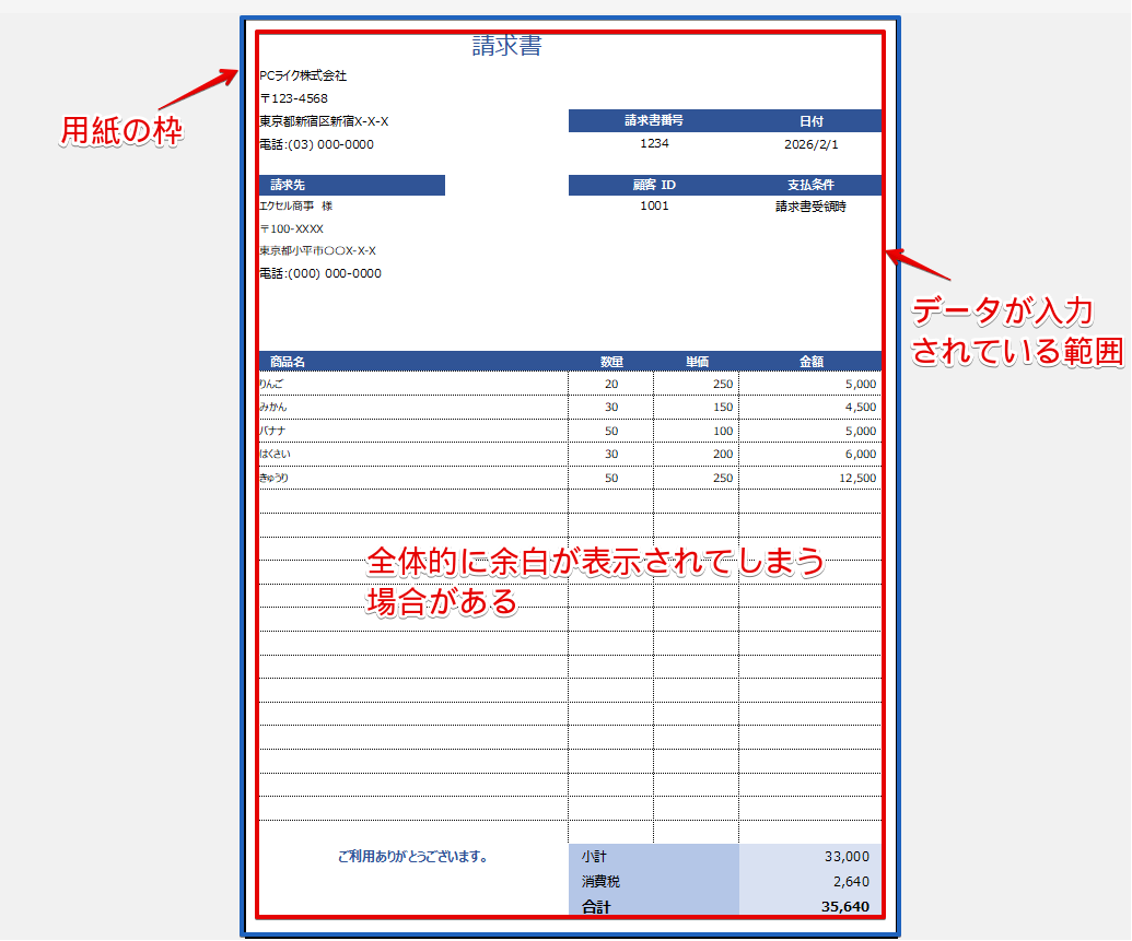 用紙の端のギリギリに設定することはできる
