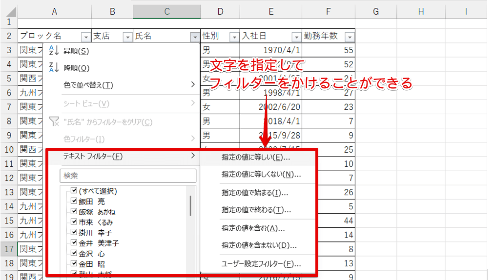テキストフィルター