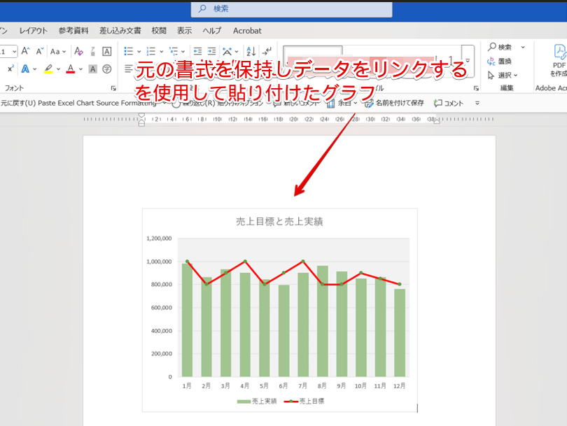 グラフを貼り付けできた
