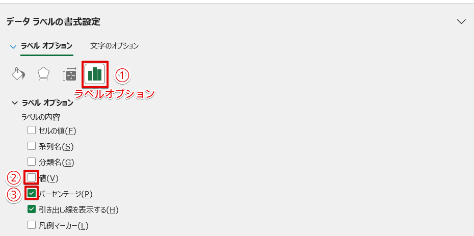「ラベルオプション」の作業ウィンドウ