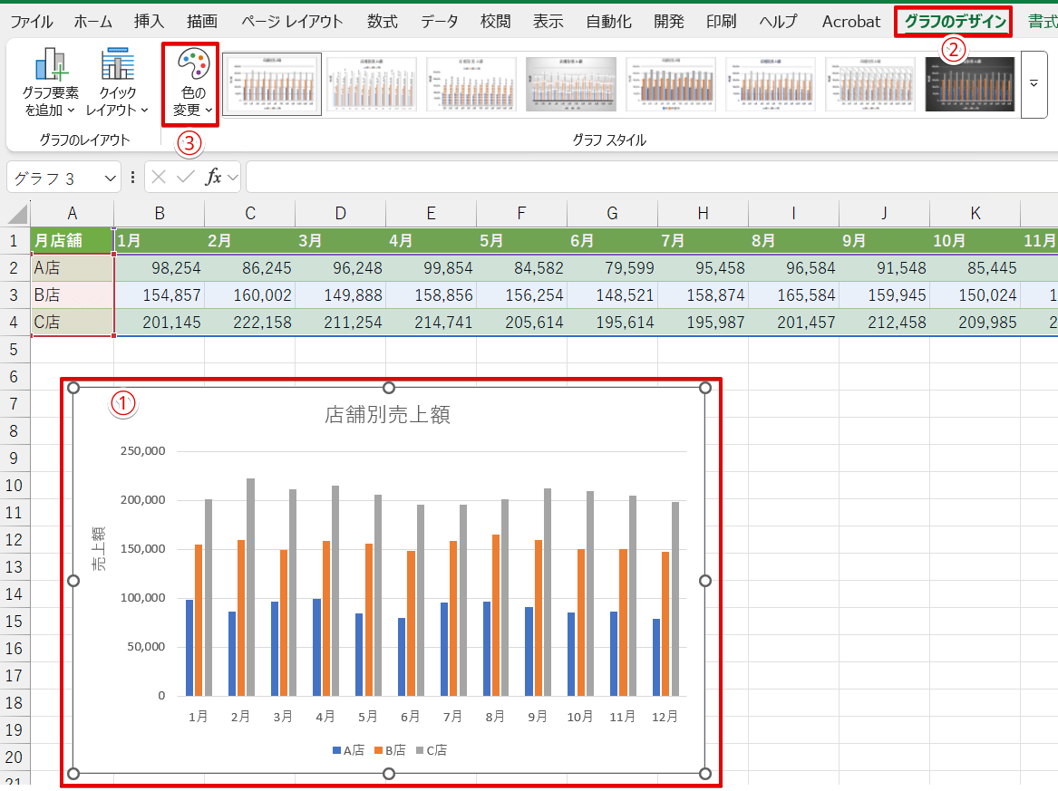 「色の変更」を選択