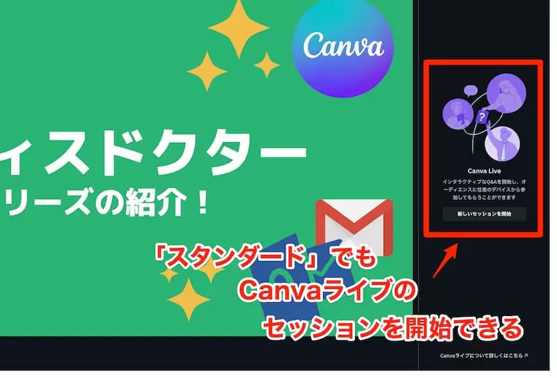 「スタンダード」のプレゼンでCanvaライブのセッションを開始