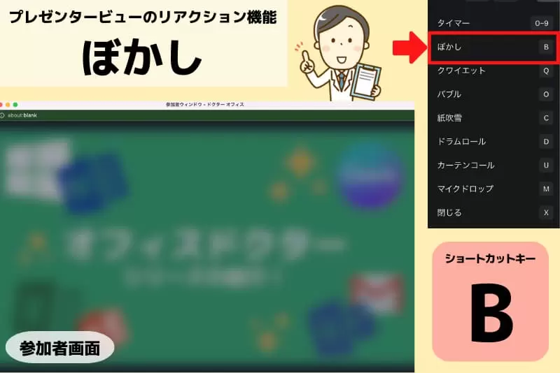 プレゼンタービューの「ぼかし」機能
