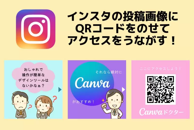 インスタの投稿画像に載せたQRコード