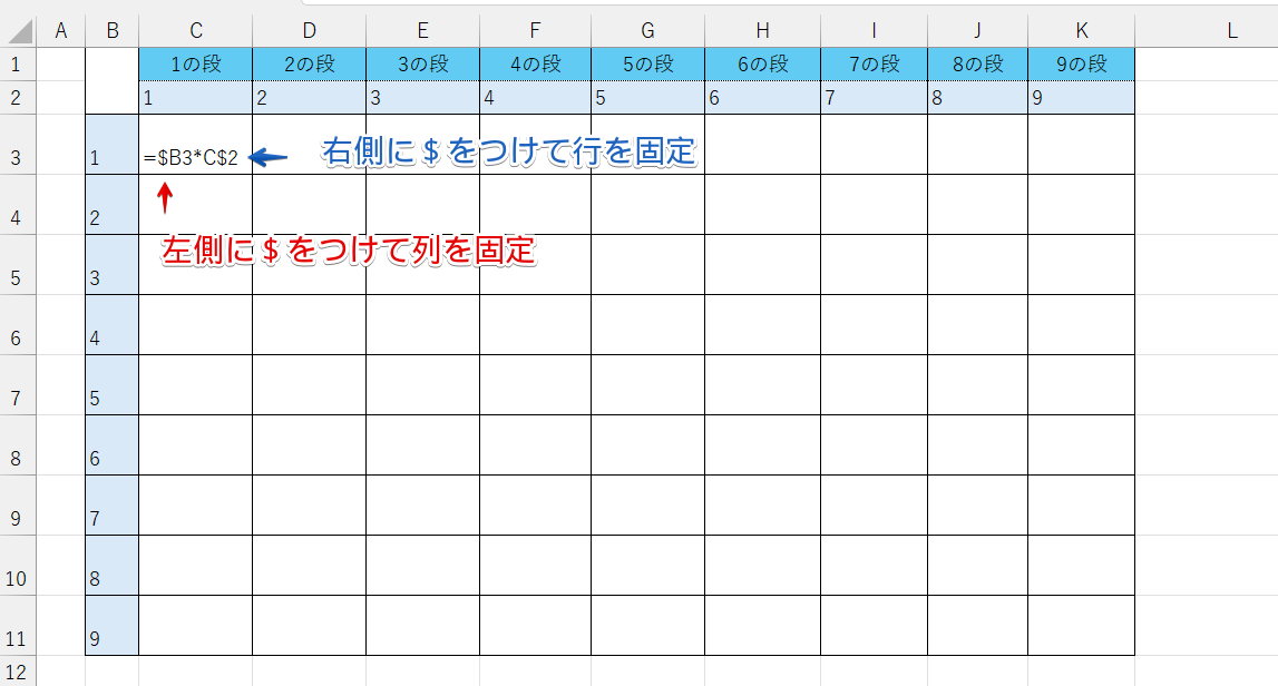 複合参照で計算式を入力